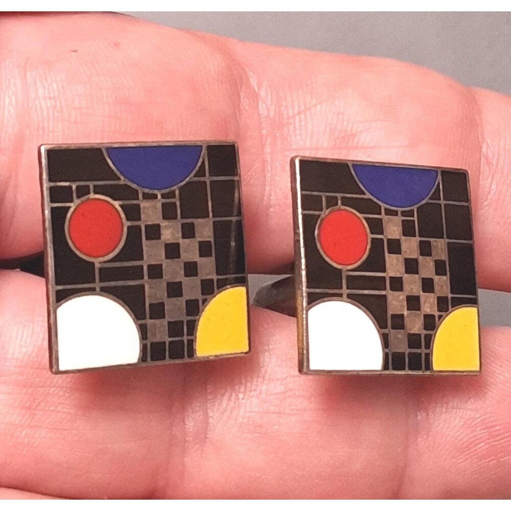 Frank Lloyd Wright Cufflinks Enamel Art Cuff Links